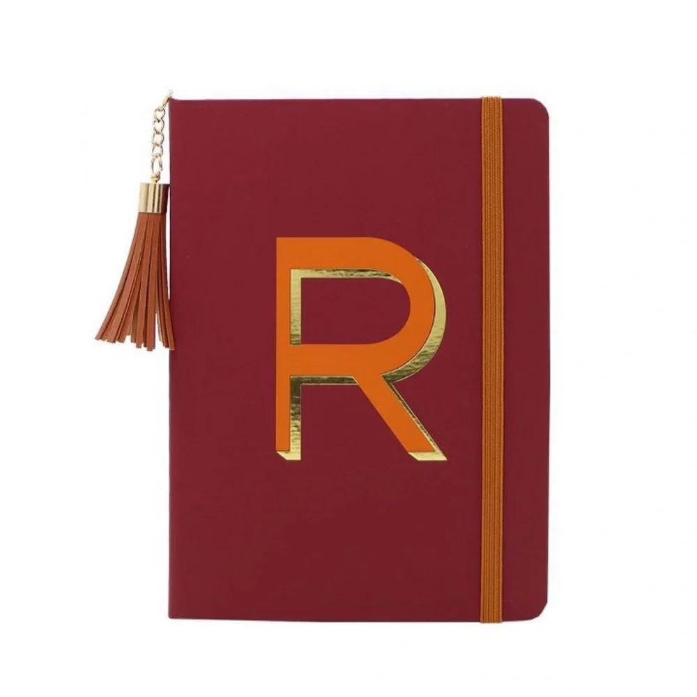 NWT College Ruled monogrammed gold leaf Journal with tassel